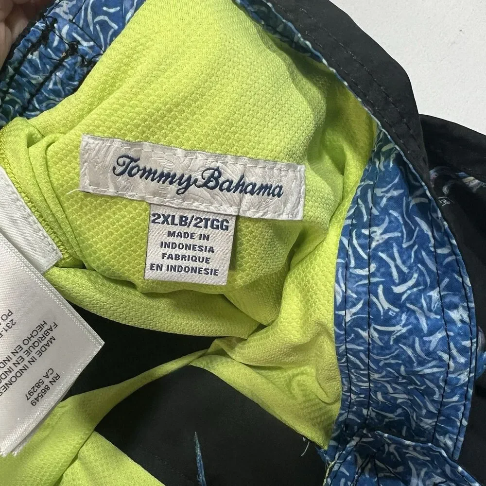 Tommy Bahama Swim Trunks Shorts Mens 2XLB Big & Tall Blue Abstract Pattern Mesh